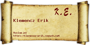 Klemencz Erik névjegykártya