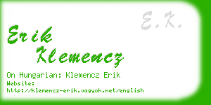 erik klemencz business card